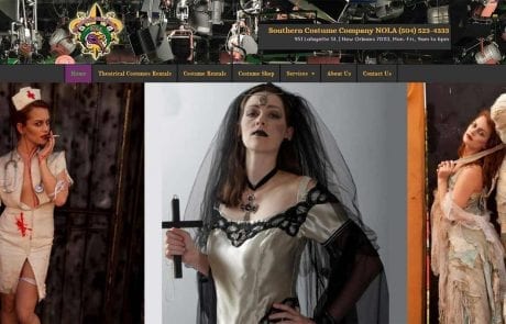 southern costume company website design image