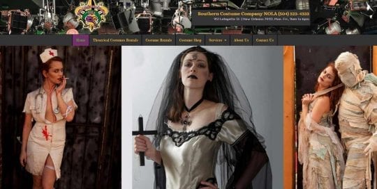 southern costume company website design image